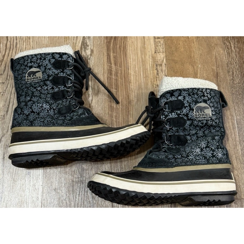 Womens Sorel Snowflake Black Waterproof Snow Boots NL1715-011 Size 9
